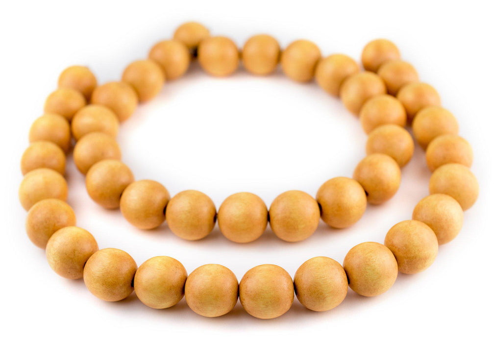 Yellow Round Natural Wood Beads (20mm) - The Bead Chest