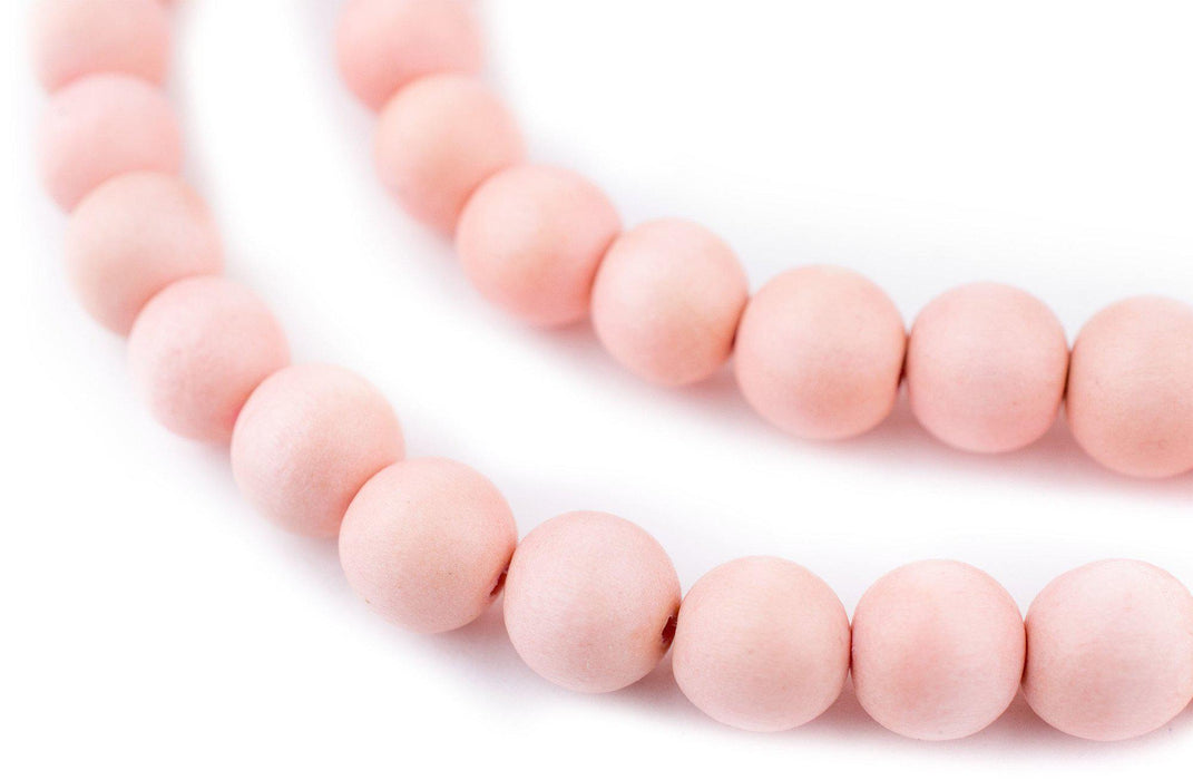 Pink Round Natural Wood Beads (10mm) - The Bead Chest
