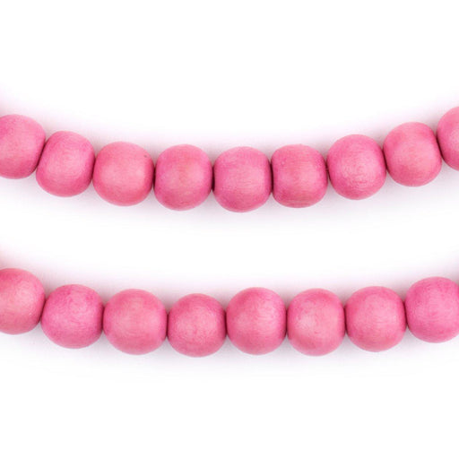 Neon Pink Round Natural Wood Beads (8mm)