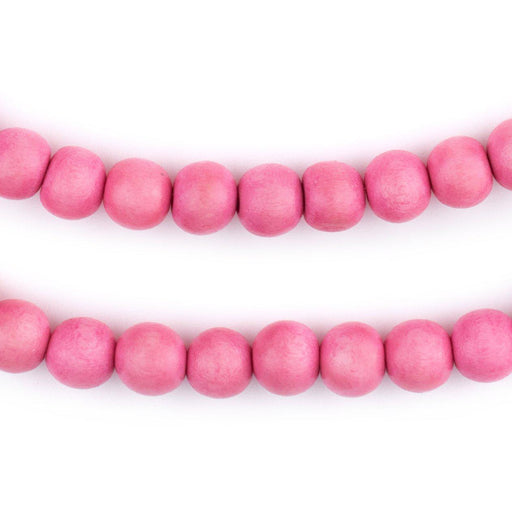 Neon Pink Round Natural Wood Beads (8mm) - The Bead Chest