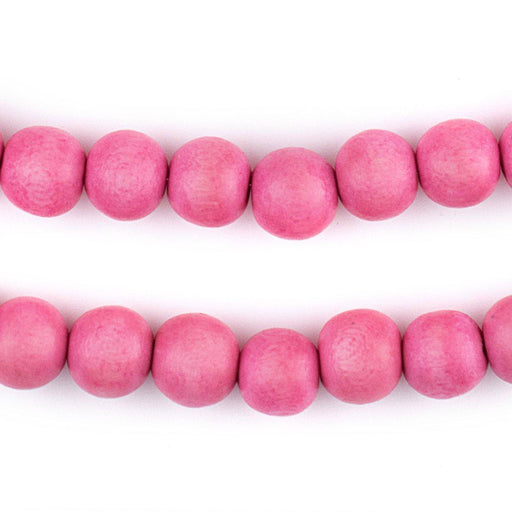 Neon Pink Round Natural Wood Beads (10mm) - The Bead Chest