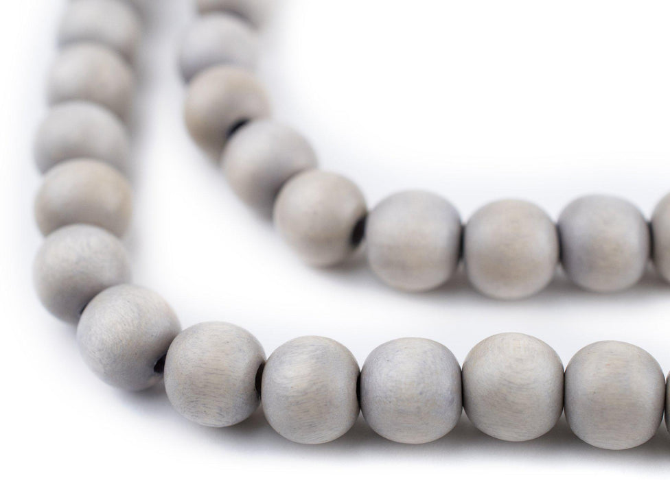 Light Grey Round Natural Wood Beads (8mm) - The Bead Chest