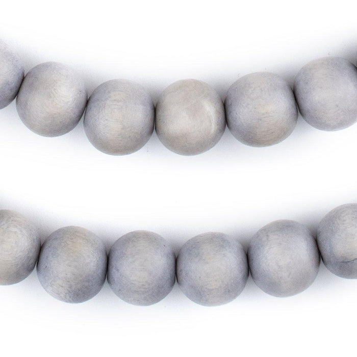 Light Grey Round Natural Wood Beads (12mm) - The Bead Chest