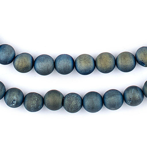 Aqua Round Druzy Agate Beads (8mm) - The Bead Chest