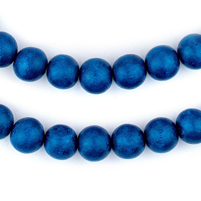 Azul Blue Round Natural Wood Beads (10mm) - The Bead Chest