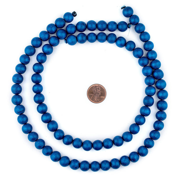Azul Blue Round Natural Wood Beads (10mm) - The Bead Chest