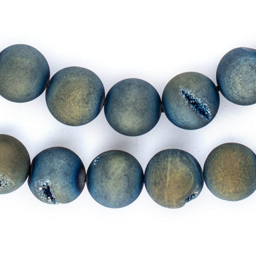 Aqua Round Druzy Agate Beads (14mm) - The Bead Chest