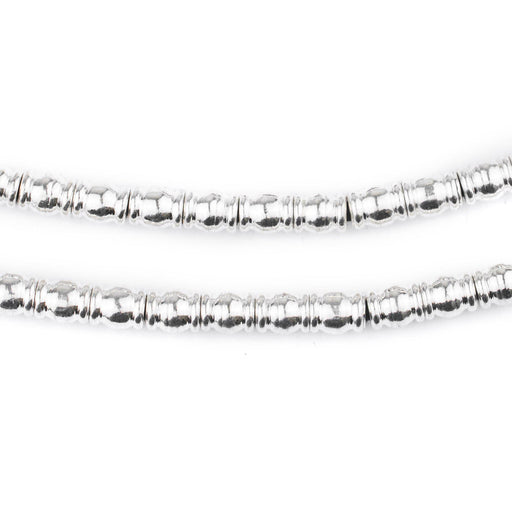 Shiny Silver Beveled Barrel Beads (6x5mm)