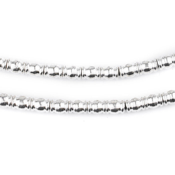 Shiny Silver Beveled Barrel Beads - The Bead Chest
