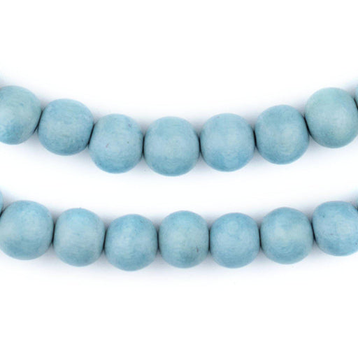 Light Blue Round Natural Wood Beads (10mm) - The Bead Chest