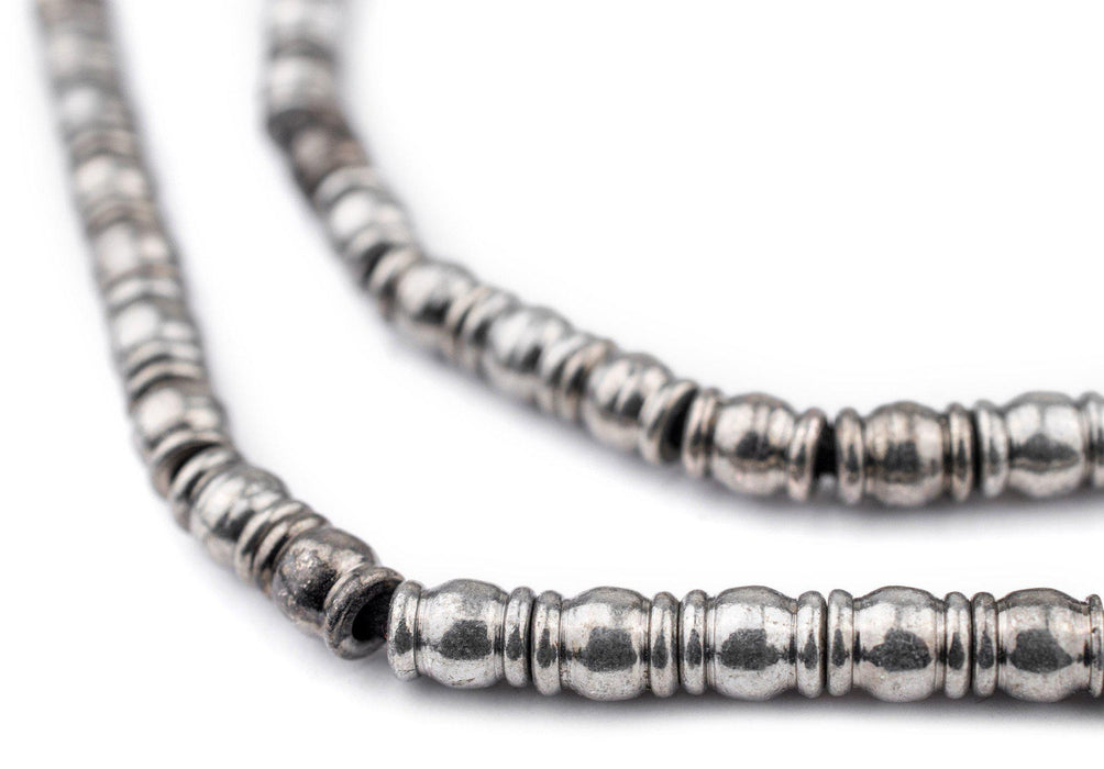 Silver Beveled Barrel Beads (7x5mm) - The Bead Chest