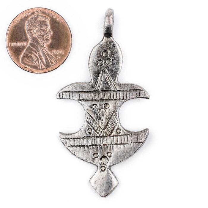 Mahbes Silver Moroccan Tuareg Pendant (27x54mm) - The Bead Chest
