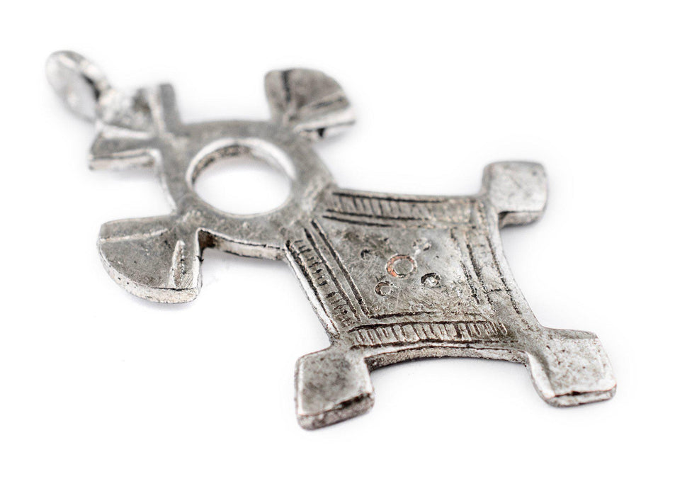 Agounit Silver Moroccan Tuareg Cross Pendant (32x56mm) - The Bead Chest