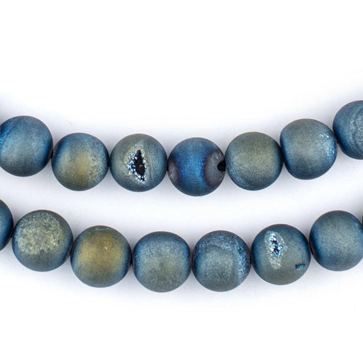 Aqua Round Druzy Agate Beads (10mm) - The Bead Chest