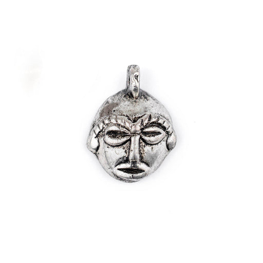 Round African Silver Mask Pendant (21x27mm)