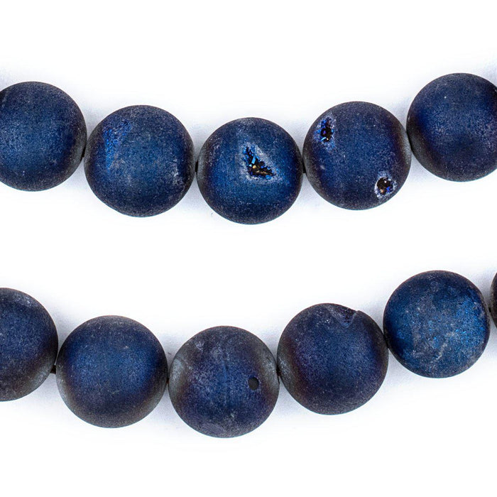 Blue Round Druzy Agate Beads (14mm) - The Bead Chest