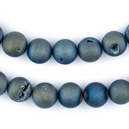 Aqua Round Druzy Agate Beads (12mm) - The Bead Chest
