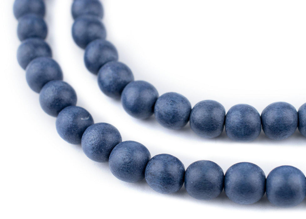 Cobalt Blue Round Natural Wood Beads (10mm) - The Bead Chest