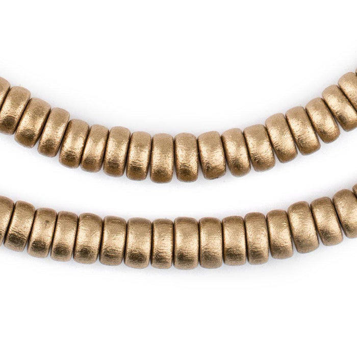 Gold Disk Natural Wood Beads (4x8mm) - The Bead Chest