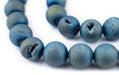 Aqua Round Druzy Agate Beads (12mm) - The Bead Chest