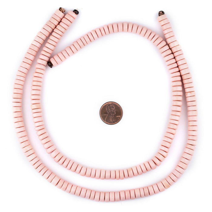 Pink Disk Natural Wood Beads (4x8mm) - The Bead Chest