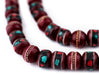 Crimson Red Inlaid Yak Bone Mala Beads (10mm) - The Bead Chest