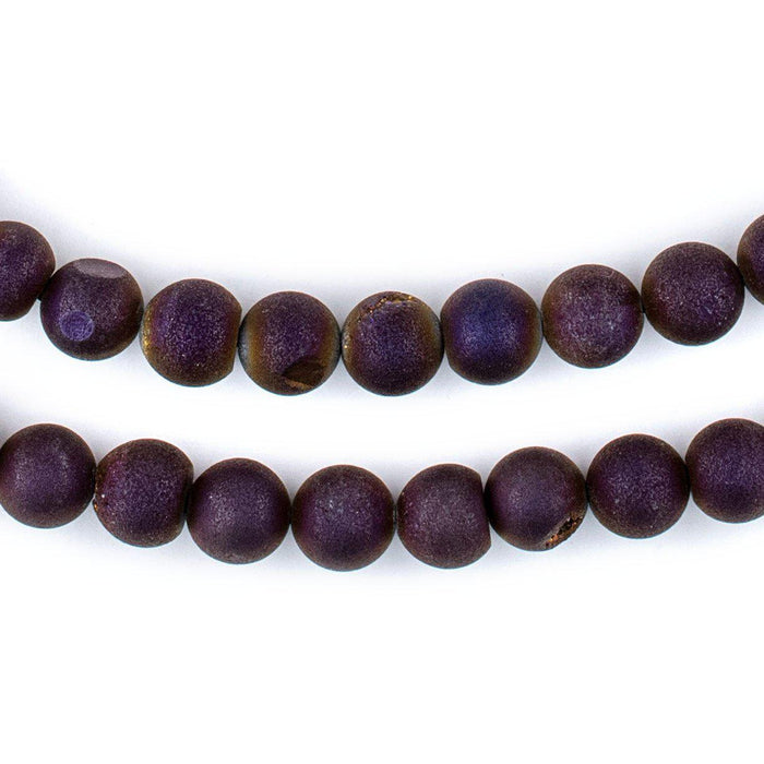 Purple Round Druzy Agate Beads (8mm) - The Bead Chest