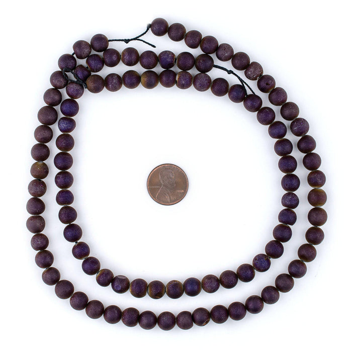 Purple Round Druzy Agate Beads (8mm) - The Bead Chest