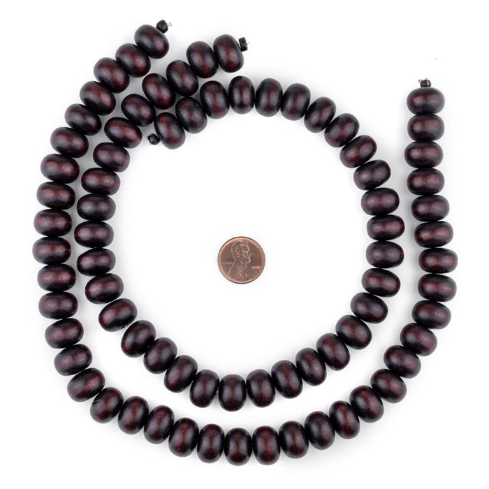 Dark Brown Abacus Natural Wood Beads (10x15mm) - The Bead Chest