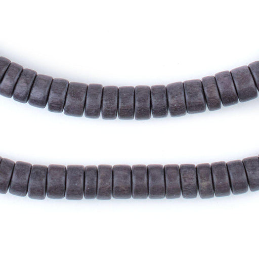 Dark Grey Disk Natural Wood Beads (4x8mm) - The Bead Chest