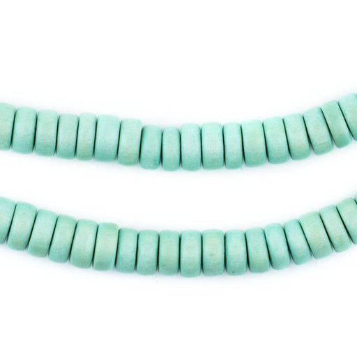 Pistachio Green Disk Natural Wood Beads (4x8mm)