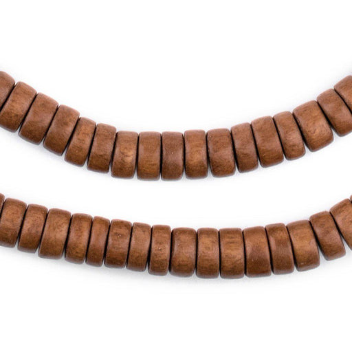 Light Brown Disk Natural Wood Beads (4x8mm) - The Bead Chest
