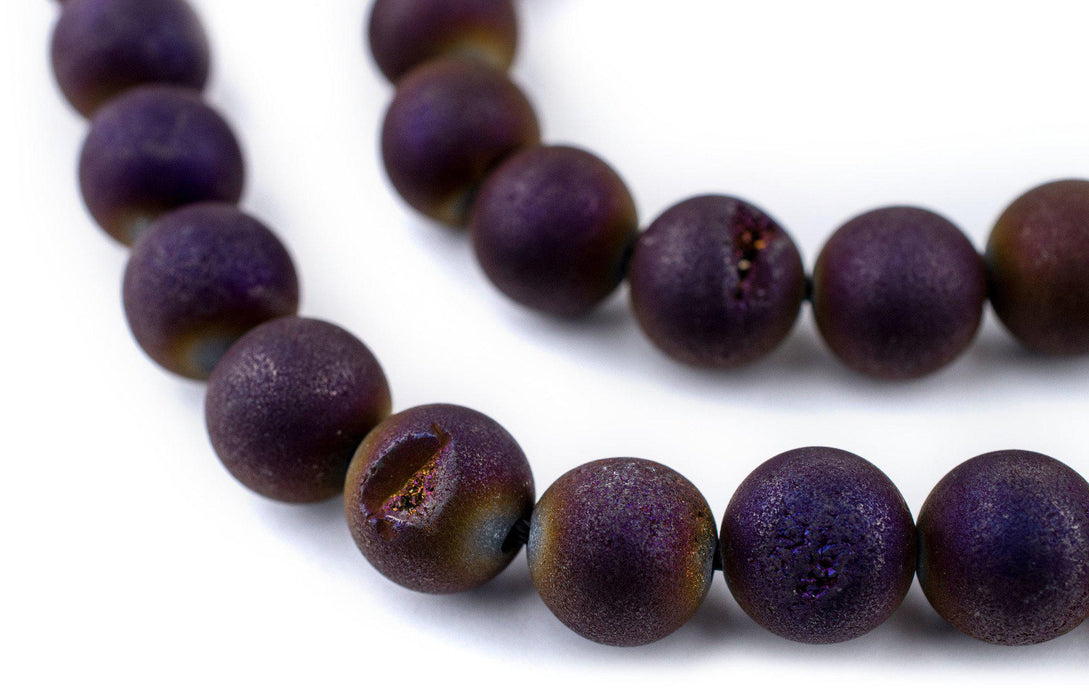 Purple Round Druzy Agate Beads (12mm) - The Bead Chest