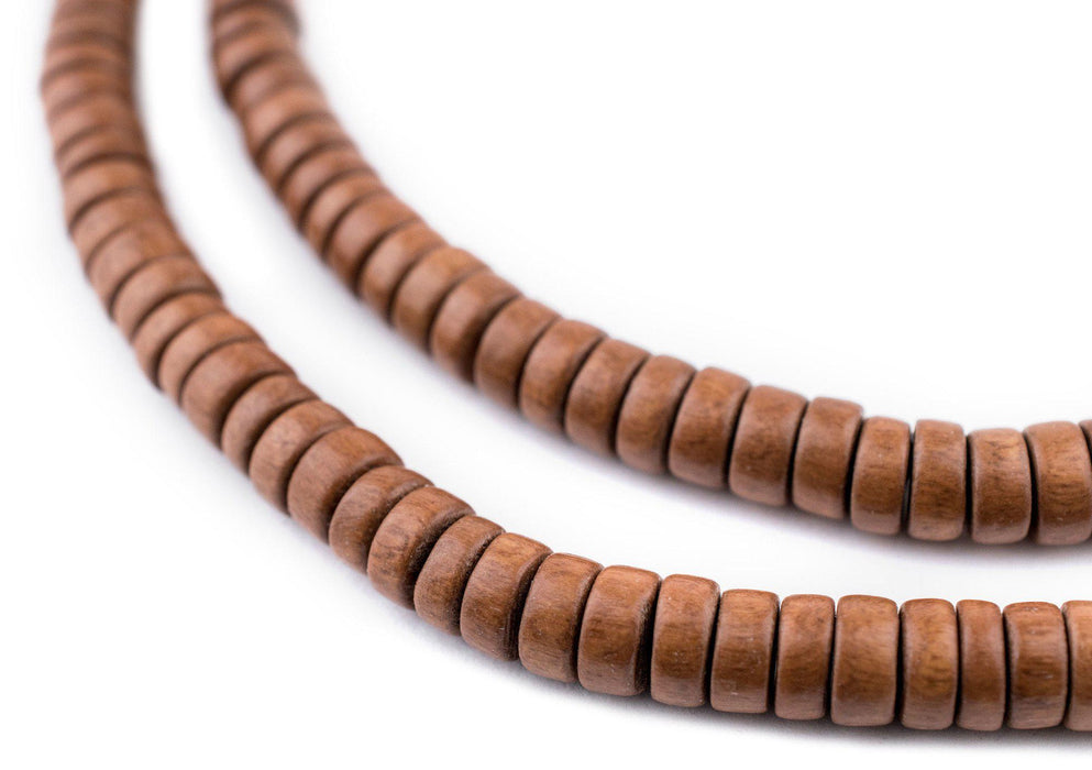 Light Brown Disk Natural Wood Beads (4x8mm) - The Bead Chest