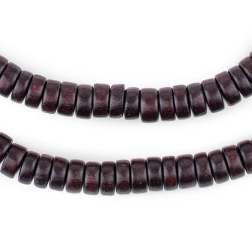 Dark Brown Disk Natural Wood Beads (4x8mm) - The Bead Chest