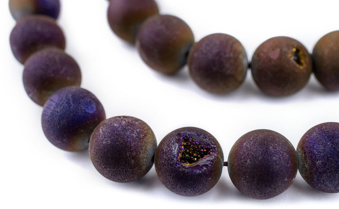 Purple Round Druzy Agate Beads (14mm) - The Bead Chest