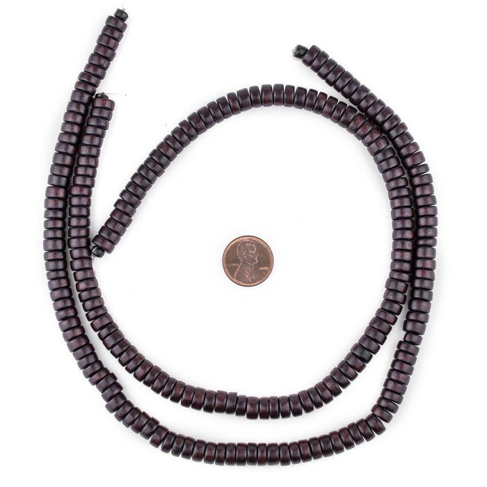 Dark Brown Disk Natural Wood Beads (4x8mm) - The Bead Chest