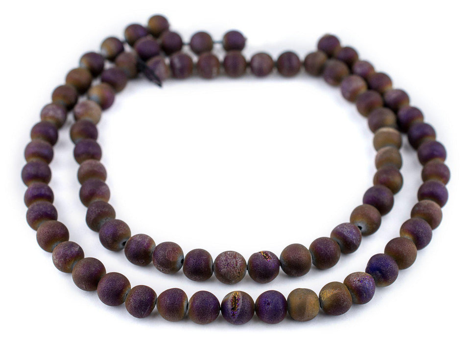 Purple Round Druzy Agate Beads (10mm) - The Bead Chest