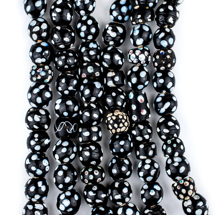 Old Black & White Skunk Eye Beads (Long Strand)