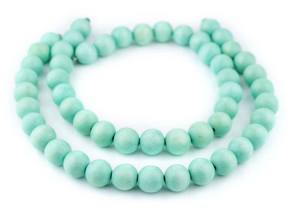 Mint Green Round Natural Wood Beads (16mm) - The Bead Chest