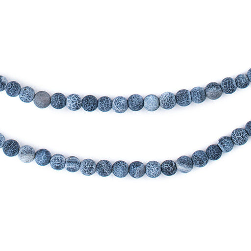 Matte Round Black Crackled Agate Beads (4mm) - The Bead Chest