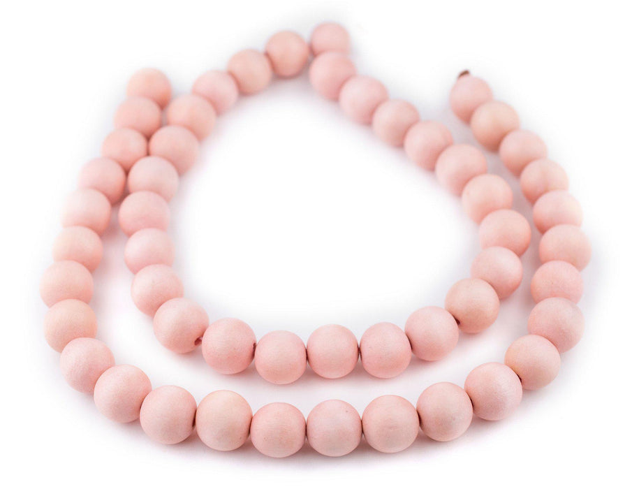 Pink Round Natural Wood Beads (16mm) - The Bead Chest