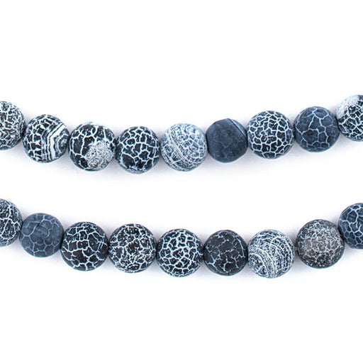 Matte Round Black Crackled Agate Beads (8mm) - The Bead Chest