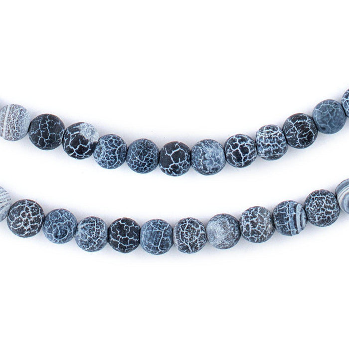 Matte Round Black Crackled Agate Beads (6mm) - The Bead Chest