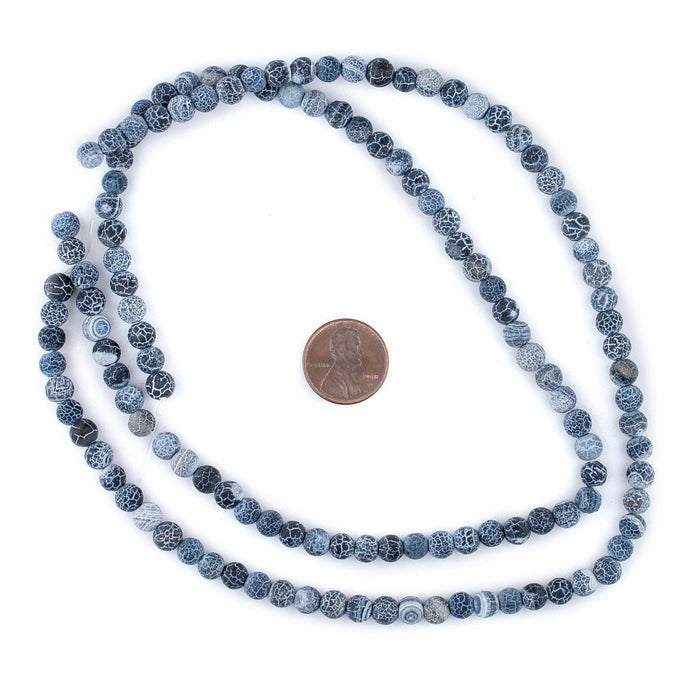 Matte Round Black Crackled Agate Beads (6mm) - The Bead Chest