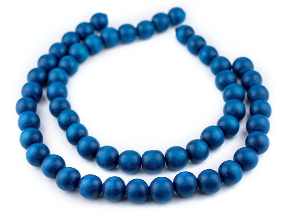 Azul Blue Round Natural Wood Beads (16mm) - The Bead Chest