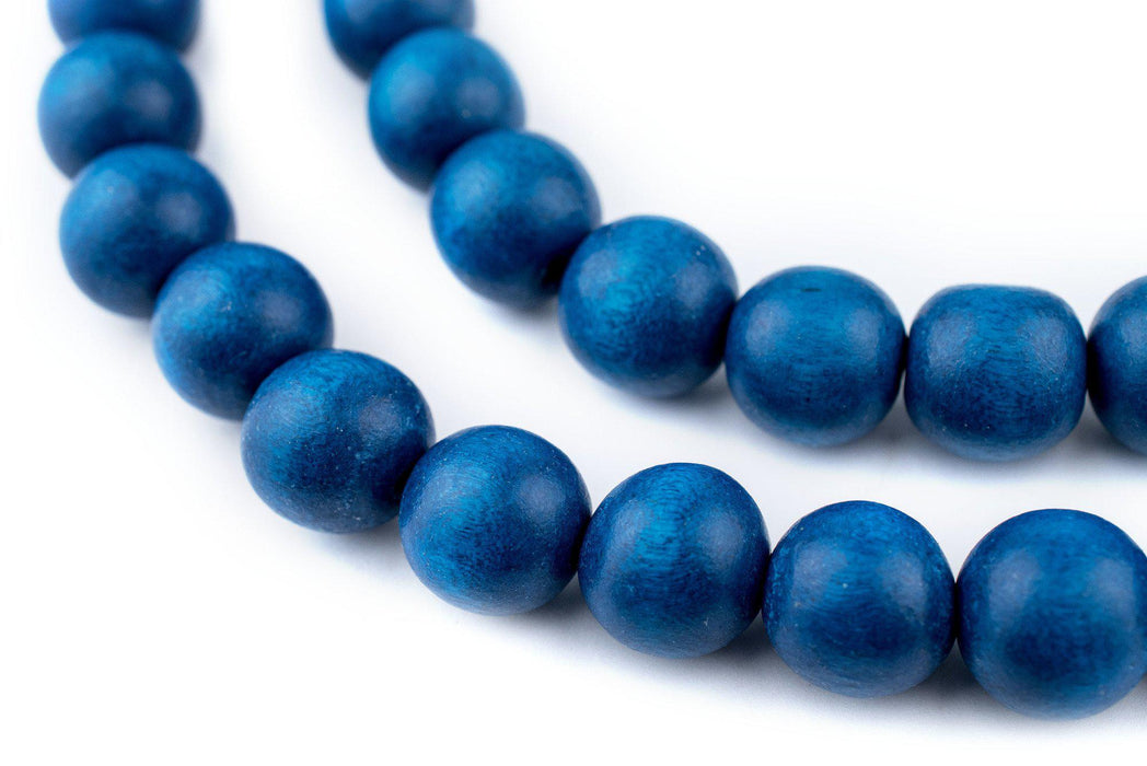 Azul Blue Round Natural Wood Beads (16mm) - The Bead Chest