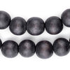 Dark Grey Round Natural Wood Beads (16mm)