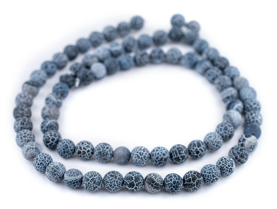Matte Round Black Crackled Agate Beads (10mm) - The Bead Chest