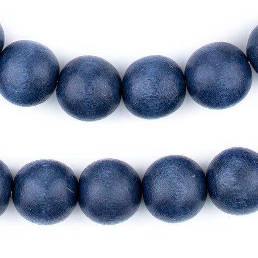 Cobalt Blue Round Natural Wood Beads (16mm)